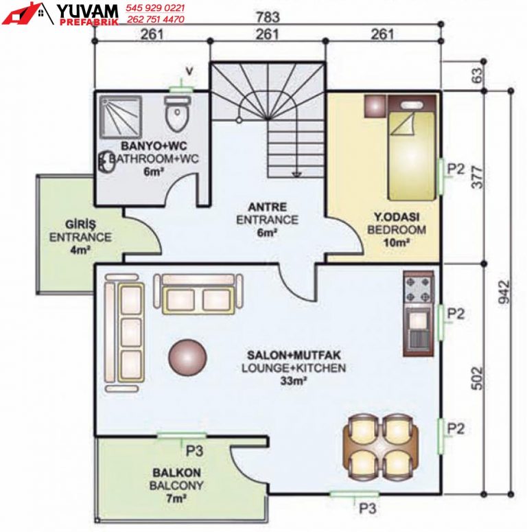 Çift Katlı 150 m2 Prefabrik Ev Yuvam Prefabrik Ltd. Şti.